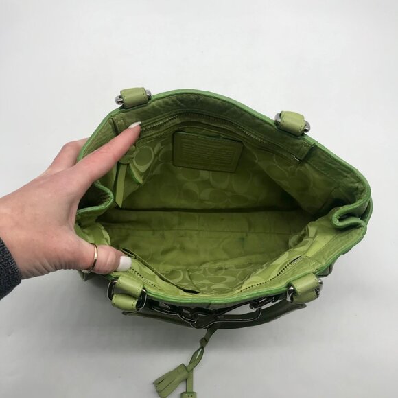 Coach Vintage Light Green Leather Hampton Satchel Bag F-10688 - Picture 10 of 12